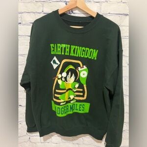 Avatar Earth Kingdom Badgermoles Sweatshirt Size L Green Long Sleeve